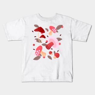 Pink and red mushrooms Kids T-Shirt